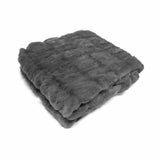 Harper Soft Ruched Pattern Faux Fur Throw Rug 127 x 152 cm Charcoal V442-ATX-THROW-HARPER-CHARCOAL-RE