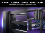 KINGSTON SLUMBER Metal Single Loft Bed And Double Underbed Frame, Multifunctional, Space Saving with V219-BEDBBBKSL8GA