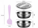 Home Salad Preparation Kit-Multifunctional Stainless Steel Vegetable Grater Bowl Set and Silicone V888-ELOSUNG56098-2