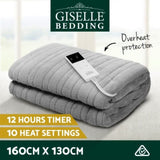 Giselle Bedding Heated Electric Throw Rug Fleece Sunggle Blanket Washable Silver EB-THROW-RUG-SR