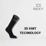 10X Rexy 3D Seamless Crew Socks Large Slim Breathable BLACK V274-GM-RX3DCW-L10-BK