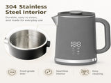 Gray electric kettle, 1.7L stainless steel kettle, 1500W rapid heating, with LED display, adjustable V1197-JY-071602