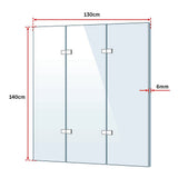 3 Fold Chrome Folding Bath Shower Screen Door Panel 1300mm x 1400mm V63-828981