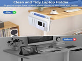 CARLA HOME Under Desk Side Laptop Holder Storage with No Drill Cable Management Tray and Pen Storage LSB-36108