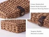 Decorative Box with Lid, Wicker Storage Basket, Water Hyacinth Woven Decorative Box for Shelf,Coffee V1366-AZ2-W-14637