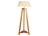 155cm Large Bamboo Wooden Tripod Floor Lamp w Beige Linen Light Shade V563-75131