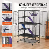 VEVOR 64.6" Metal Small Animal Cage 4-Tier Rolling Ferret Cage with Tray 3 Ramps V952-JSXDL362463IRPIZQV0