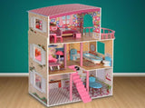 Large Wooden Girls Doll House 3 Level Kids Pretend Play Toys Furniture Dollhouse V610-TOY-DOL1056