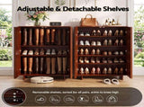 Artiss Shoe Cabinet 5 Tier Storage Organiser w/ Adjustable Shelves Bamboo BAM-B-SHOE01-WD