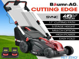 BAUMR-AG 520CX 40V SYNC 17" Cordless Lawn Mower Kit, Fast Charger, 2 x 4Ah Battery, 5 Cutting V219-MOWCLSBM520A