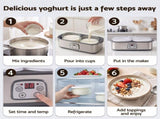 Devanti Greek Yoghurt Maker Machine 2x960ml Large Tubs Temp Control Grey YMK-2X32OZ-GR