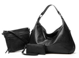 Women's Soft Leather Tote Bags 3pcs Fashion Handbag Wallet Shoulder Purse Set V1263-JX-3522