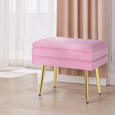 Artiss Ottoman Storage Foot Stool Vanity Velvet Pink FS-B-ST02-VEL-PK