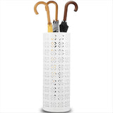 Metal Umbrella Stand, Circular Freestanding Entryway White V1370-AZ4-11682
