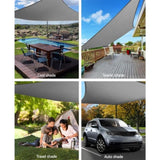 Instahut Shade Sail 6x6m Rectangle 280GSM 98% Grey Shade Cloth SAIL-H-6X6-C-GR