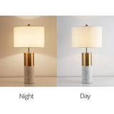 SOGA 4X 60cm White Marble Bedside Modern Desk Table Lamp Living Room Shade with Cylinder Base TABLELAMPH60X4