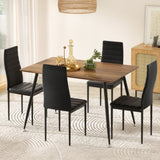 1 Artiss Dining Table and 4 Chairs Set Rectangle Metal DSET-T02WD-C02-BKX4