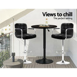 Artiss Bar Table Gas Lift Round Black BA-K-TB304-BK