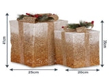 Christabelle 2 Gold White Christmas Gift Boxes Light Up Display 41cm 35cm Indoor Xmas Festive D 112_MHA717