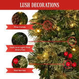 61cm Bristle Berry Christmas Wreath with Multi Functions Lights 112_OPBB61