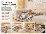 Calming Dog Bed Mats, Couch Bed Mat, Soft Flannel 3-Sided Bolster Pet Sofa Bed Supports Head & V1107-CS-YTCH8