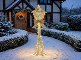 Christabelle 1.5m Lamp Post Christmas Light Up Display Silver Bows Warm White LED Outdoor Indoo 112_MHA713