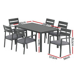 Gardeon Outdoor Dining Set 7 Piece Aluminum Table Chairs Setting Black FF-DINING-7CL-BK-AB