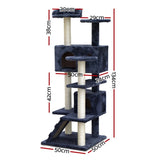 i.Pet Cat Tree 134cm Tower Scratching Post Scratcher Wood Condo House Bed Grey PET-CAT-801F-GR