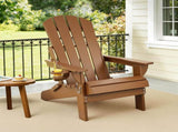 Gardeon Outdoor Chairs Folding Adirondack Beach Chair HDPE Sun Lounge Patio Furniture Garden Brown FF-BEACH-HEFD-BR