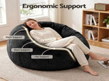 Artiss Bean Bag Chair Cover Soft Faux Fur Beanbag Cover Large Round Stuffed Animal BD-COVER-ROUND-BK