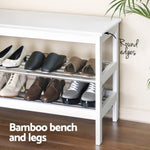 Artiss Shoe Rack Cabinet Bamboo Bench 10 Paris White FUR-S-SHOE-BEN03-WH