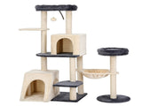i.Pet Cat Tree Tower 133cm Rotatable L-Shape Design Scratching Post Furniture Scratcher House Grey & PET-CAT-ROT-M133-GRBE