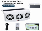 White Solar Rechargable Triple Outlet Car Window Ventilation and Exhaust Fan - 4500 RPM Air V888-ELOSUNG55098-2