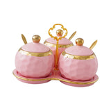 3x Ceramics Spice Jars Sugar Pots Pottery Condiment Jars Set for Sugar Pepper Kitchen Counter V1370-AZ4-06755