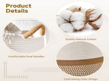 Cotton Woven Basket with Handles, 15.7" x 13" Large Cotton Rope Woven Storage Basket for Organizing, V1369-AZ3-W-08589