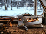 Stainless Steel Wood Burning Stove 1 Burner Camping BBQ with Chimney V178-66978