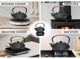 1.2L Cast Iron Teapot and Warmer Set Tea Kettle Iron Bottle With Stainless Steel Mesh Infuser and V985-TEAPOTSET