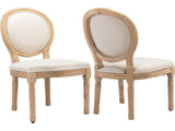 AADEN 2x Linen Dining Chairs with Solid Wood Legs- Beige V226-SW1845BG