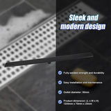 1200mm Bathroom Shower Black Grate Drain w/Centre outlet Floor Waste Square Pattern V63-832941