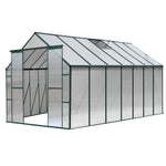 Green Fingers Greenhouse 4.43x2.44x2.15M Aluminium Polycarbonate Green House Garden Shed GH-ALU-443X244-GN-AB