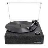 Victrola Eastwood II Turntable - Black Gadhouse Vinyl Rack Bundle - Black V398-VTR-74-BLK-VR