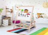 Art Easel for Kids Wooden Easel Double Sided Standing Chalkboard Dry Erase Board for Kids V1369-AZ3-W-22078