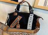Minimalist Stylish Multi-Function Bag, PU Material, Contrast Stitching & Rhinestone, Shoulder / V1232-DJB-DRL-002
