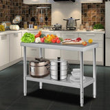 Stainless Steel Prep Table, 122 x 46 x 86 cm, 250kg Load Capacity Heavy Duty Metal Worktable with V952-J48X18X34INCH1I8LV0