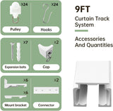 Ceiling Curtain Tracks 9FT,Curtain Track Wall Mount,Ceiling Mounted Sliding Door Curtains Rails V1258-DP02-C-2728
