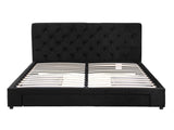 Artiss Double Bed Frame Storage Charging Station Upholstered 3 Drawers USB Type-C BFRAME-G-LUNA-D-BK-ABC