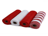4 Rolls Deco Mesh Ribbon, 10 Inch X 30 Feet Each, Metallic Foil Ribbon, Christmas Ribbon for Wreath, V1366-AZ2-W-23962