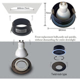 4 Pack Recessed Spotlights, LED 5W 3000K Warm White, IP65 Waterproof, Satin Nickel Black, Cutout 68 V1188-MS-520-006
