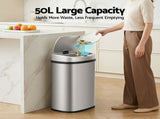 Devanti 50L Sensor Bin Motion Rubbish Automatic Silver SB-D-50-SS