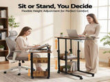 Artiss 3 Tier Adjustable Laptop Desk Tiltable Mobile Side Table Wheels LA-DESK-C-60-2T-WA